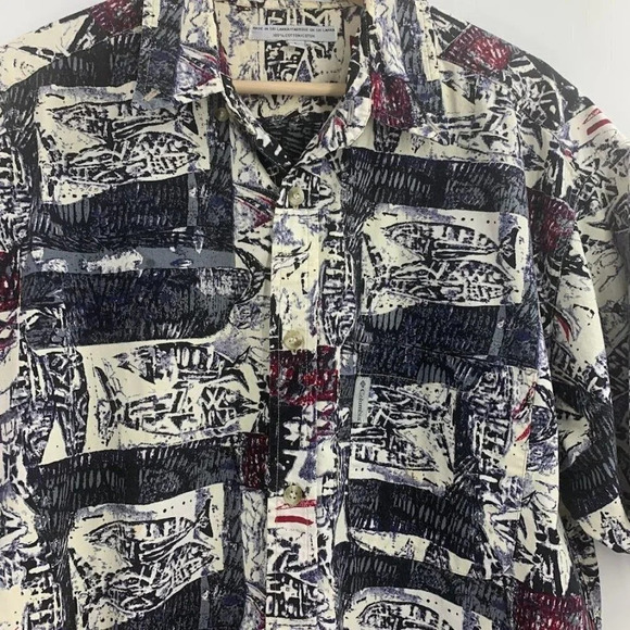 Columbia Men's Vintage Fish Outdoors Print Cotton Short Sleeve Button Up Size L‎ - Picture 4 of 11